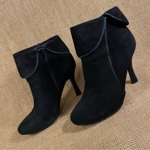 metoo booties ankle boots black suede leather kitten high heels shoes size 9.5M